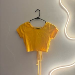 WILD FABLE YELLOW TIE BACK CROP TOP